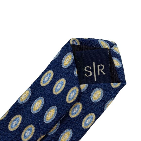 SAVILE ROW Blue & White Tie Silk Necktie 4 X 57 - Picture 3 of 5
